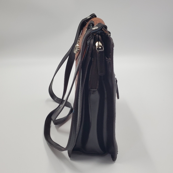 Vintage MC Marc Chantal Tooled Leather Handbag Brown Boho Western Boxy - Picture 5 of 8